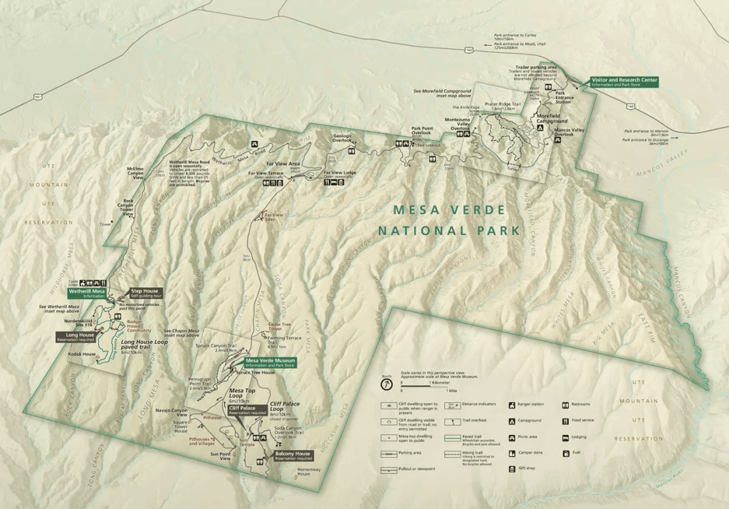 map of mesa verde national park provided by nps