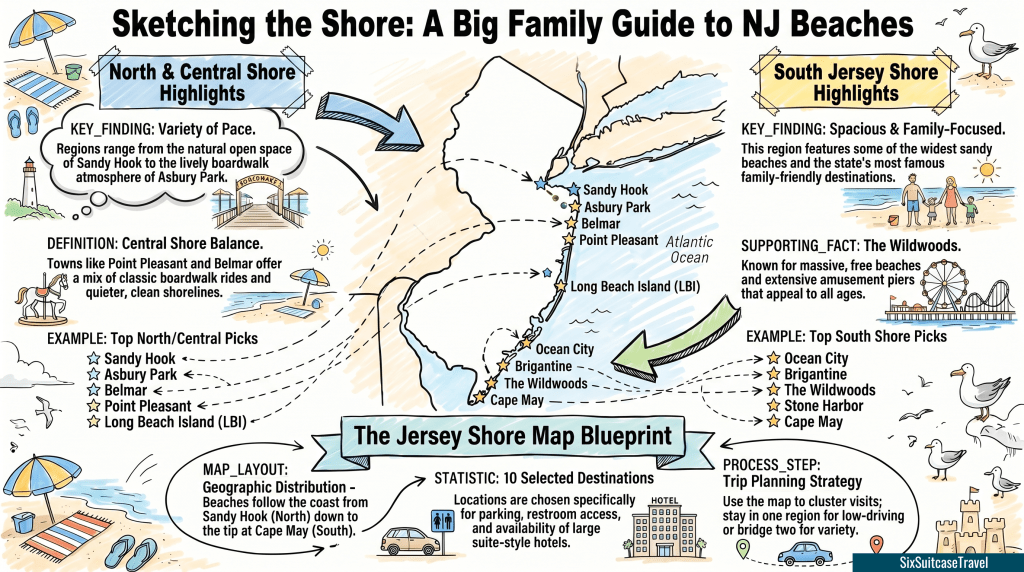 infographic of best new jersey beaches for big families