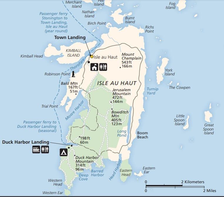 map of isle au haut of acadia national park