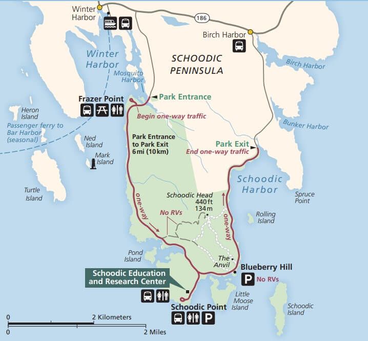 map of schoodic peninsula in acadia national park