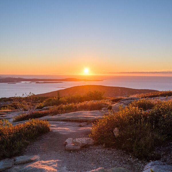 sunrise at summit of cadillac mountain
