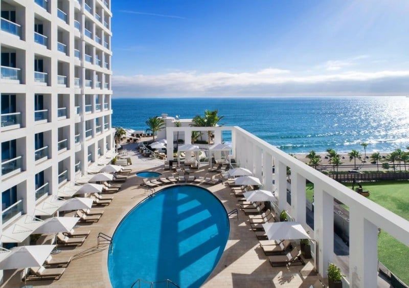 Sweeping views of the Atlantic Ocean from Conrad Fort Lauderdale Beach’s beachfront area.